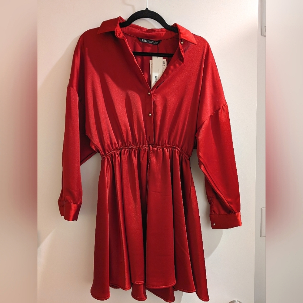 Zara Red Satin Dress